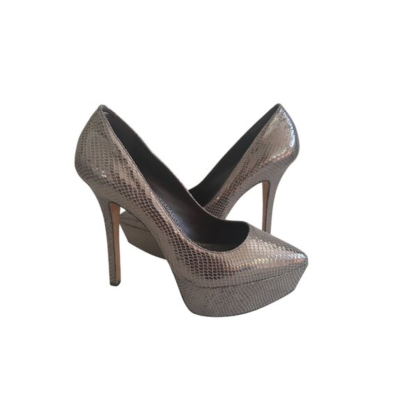 ALICE & OLIVIA Silver Leather Platform Heels Size 10 / 40 - Picture 7 of 14